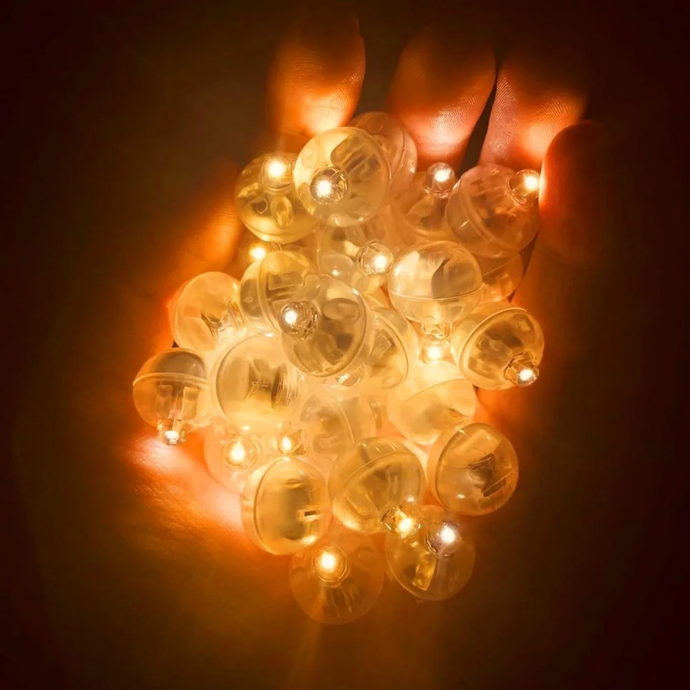 LED balloon lights warm white 100 pack round
